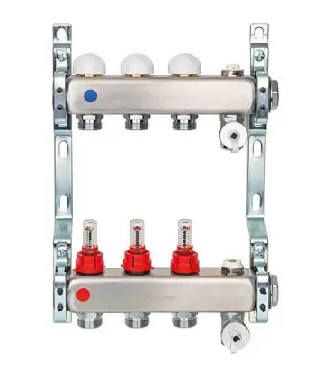 Repartiteur inox avec debitmetre flow SN 25 1" avec 3 circuits