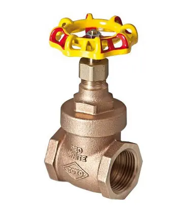 Vanne a passage direct jaune-rouge en bronze 2 1/2" sans vidage PN 20 avec volant