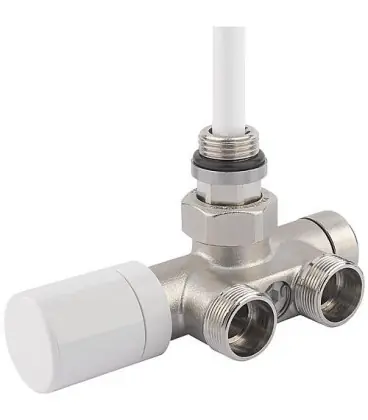 Robinet thermostatique 1 point DN15 (1/2")xDN 20(3/4") bi-tube forme angle nickelé