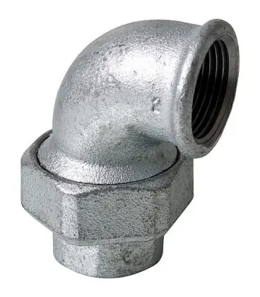 Raccord en fonte malleable galva Nr.95 Raccord a vis coude, joint plat fem/fem diam. 2"