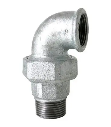 Raccord en fonte malleable galva Nr.97 Raccord a vis coude, plat fem/male diam. 1 1/2"