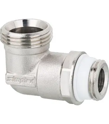 Raccord coude 1/2" x 3/4" 1/2" autoetanche 3/4" eurocone nickele"