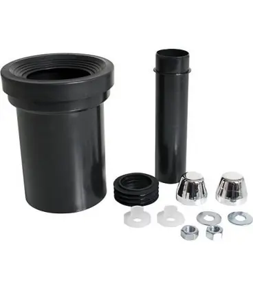 Robinetterie de branchement WC avec tuyau d‘ecoulement 110 mm et bouchon chrome