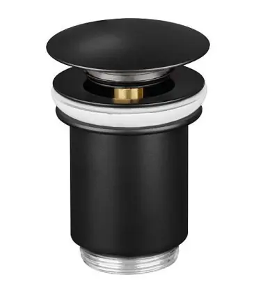 Vanne d‘ecoulement DN32 (1 1/4") bouchon obturateur sans trop-plein noir mat
