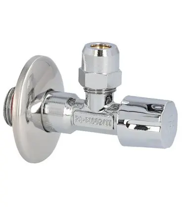Vanne d‘angle DN15(1/2") avec compensation en longueur DN10(3/8")x10, laiton chrome