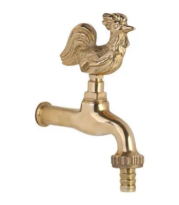 Robinet arrosage `Coq` en laiton sans rosace, raccord flexible racord mural 1/2"