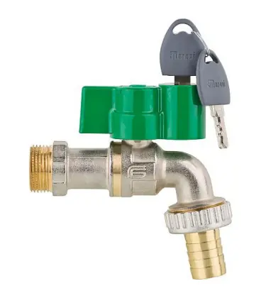Robinet a boisseau spherique Viva avec poignee a ailettes, serrure et cle en alu, PN40, DN20 3/42