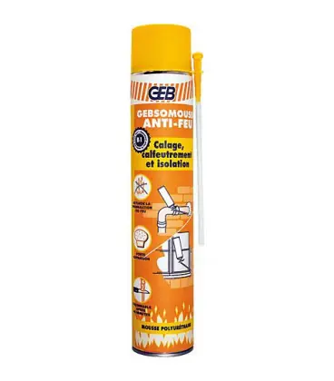Mousse polyuréthane Gebsomousse anti-feu pour isolation therm/phonique 650/510 ml