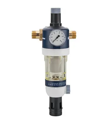 Dispositif de filtrage d‘eau sanitaire raccord + manometre inclus DN 25 (1") avec réducteur de pression