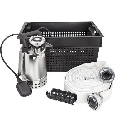 Kit d‘urgence avec pompe inox E-ZW 65 A clapet anti-retour, flotteur et agrafe de fixation