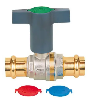 Robinet a bille eau potable Presstige 35mm, laiton avec rallonge poignee plastique, DVGW