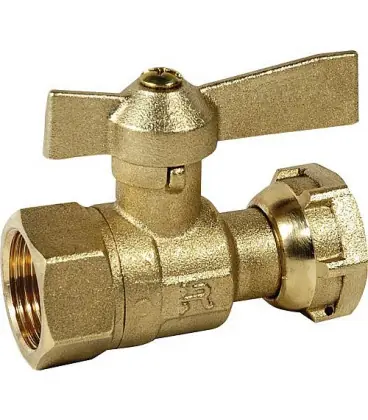 Vanne compteur droite, ecrou chapeau 1/2" femelle x 3/4"ecrou