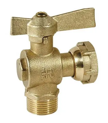 vanne d‘arret equerre avec écrou chapeau 1/2" mâle x 3/4" chapeau