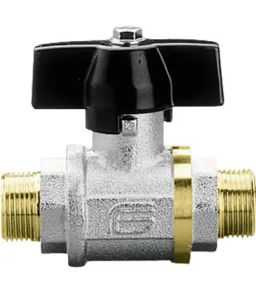 Robinet à bille en laiton filetage male/male 3/4" avec poignée papillon aluminium