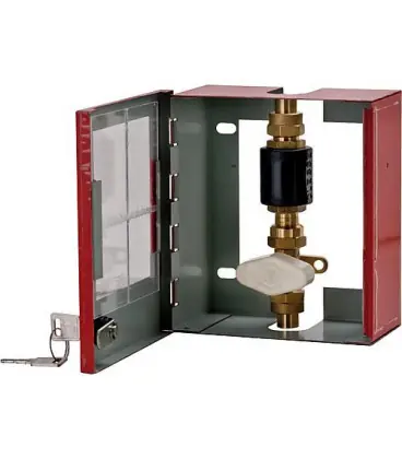 Clesse Coffret sous verre dormant avec vanne 812 et raccord isolant ECGW04 entree braser12 sortie braser12 rouge
