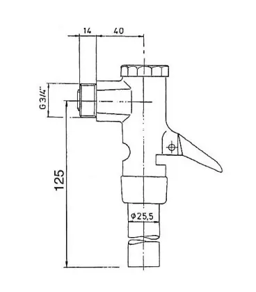 Ecoulement Benkiser pour réservoir WC 3/4" long 90 mm