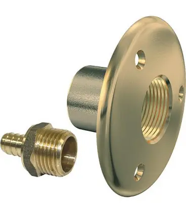 applique traversée de cloison + raccord à glissement, laiton D 12mm 1/2" F
