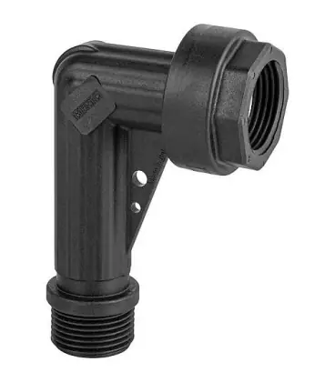 Raccord a vis coude plastique 90° ecrou 1" fem x 1" male Lxl 105x70mm