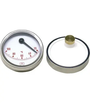 Thermometre bimetal a aiguille D 63mm excentrique, 0-100°C, bleu