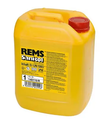 Huile de coupe synthetique sans huile mineral Rems Sanitol. Speciale pour adductions d‘eau potable. Bidon 5l
