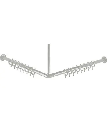 Barre de rideau de douche en nylon couleur blanc 1200x1200mm/24 anneaux de rideaux inclus