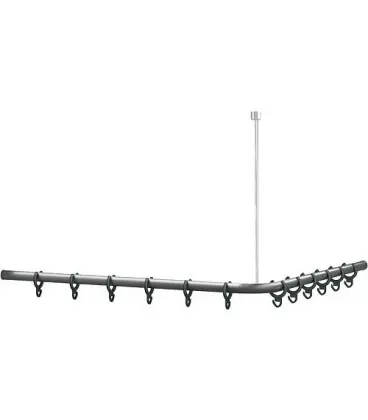Barre rideau de douche Normbau Cavere, 1200x1200mm, anthracite métallique, sans suspension plafond