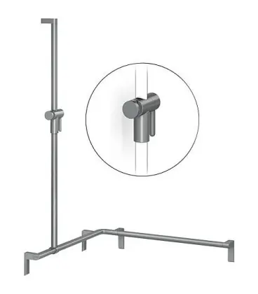 Main courante serie Cavere en alu, anthracite 95 750x750x1200, avec support douche et fix