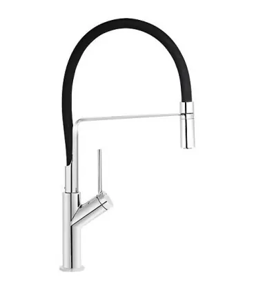 Mitigeur d‘evier LIVE 2.0 chrome tuyau en noir entraxe 221mm