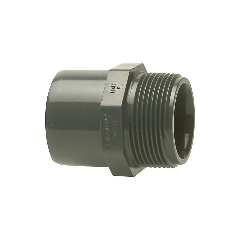 PVC-U - Raccord adhesif Manchon raccord de reduction 50/40 mm x 11/2", filet male ,