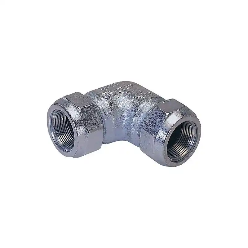 Accoup de serrage en fonte malleable fem/fem, Gaz PN 4, eau PN 16, Type WO 1 1/4" Coude ",