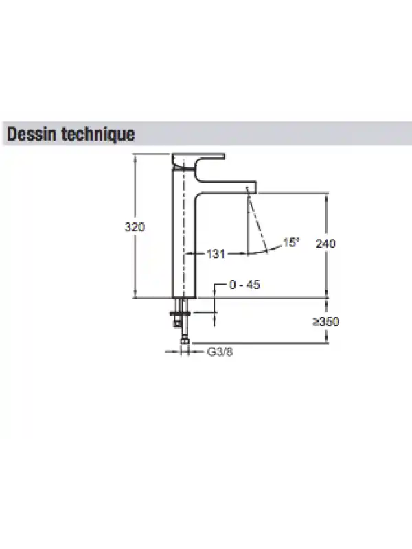 Mitigeur Lavabo model haut STRAYT avec ou sans vidage - JACOB DELAFON