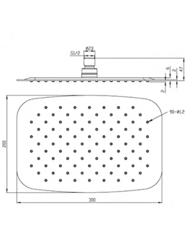 Tête de douche rectangulaire Laiton 300 à 550 mm - PAINI