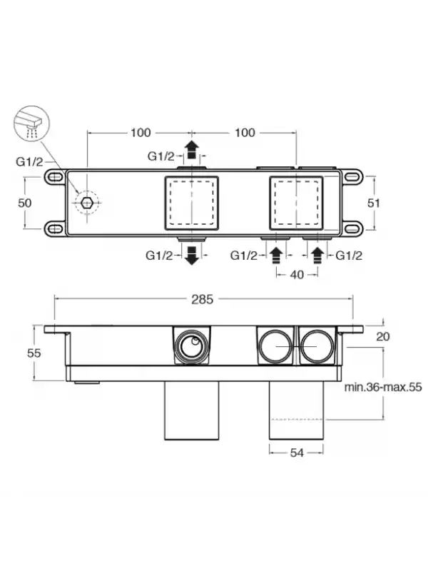 BATI MECANISME BOX THERMOSTATIQUE ENCASTRE 3 SORTIES