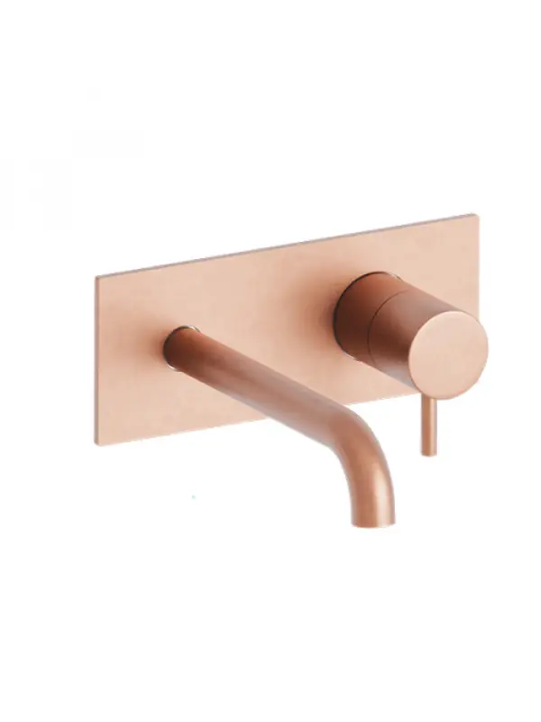 MITIGEUR OR ROSÉ BROSSÉ PVD LAVABO MURAL 225 mm TRIVERDE