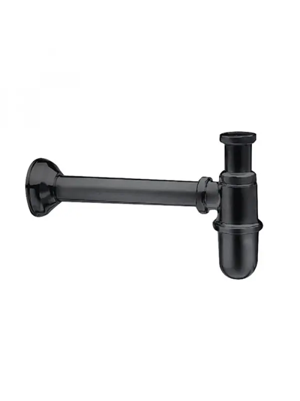 SIPHON LAVABO LAITON RETRO CHROMÉ NOIR BROSSÉ