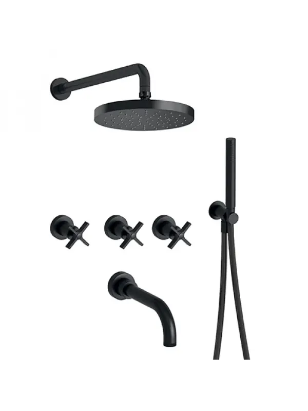 BAIN DOUCHE ENCASTRÉ NOIR MAT CROSS ROAD