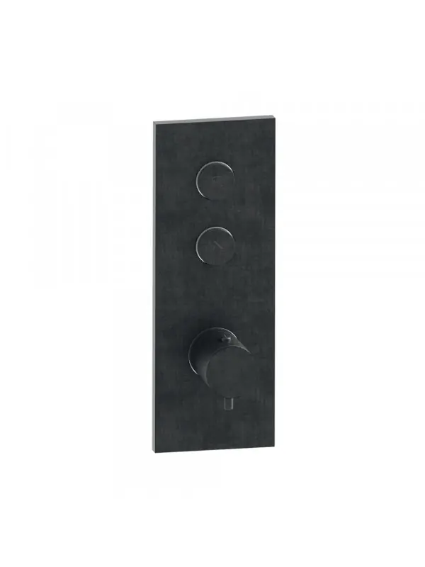 FAÇADE TRIVERDE NOIR CHROMÉ BROSSÉ 2 SORTIES THERMOSTATIQUE ENCASTRÉE THERMO TWIST XT61275